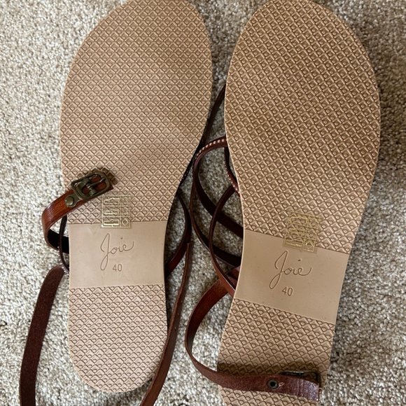 Joie gladiator leather cognac sandals w/silver studs NEW in box size 8.5/9 - Picture 3 of 6